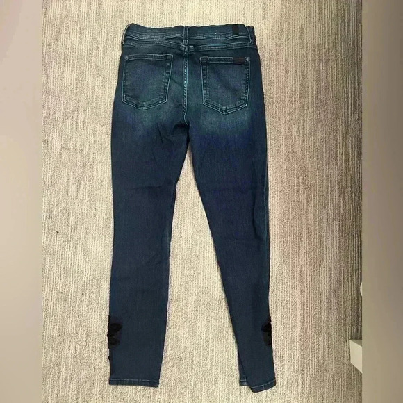 SEVEN 7 FOR ALL MANKIND SIZE 29 B(AIR) DENIM HIGH WAIST SKINNY JEANS WITH VELVET - Picture 2 of 13